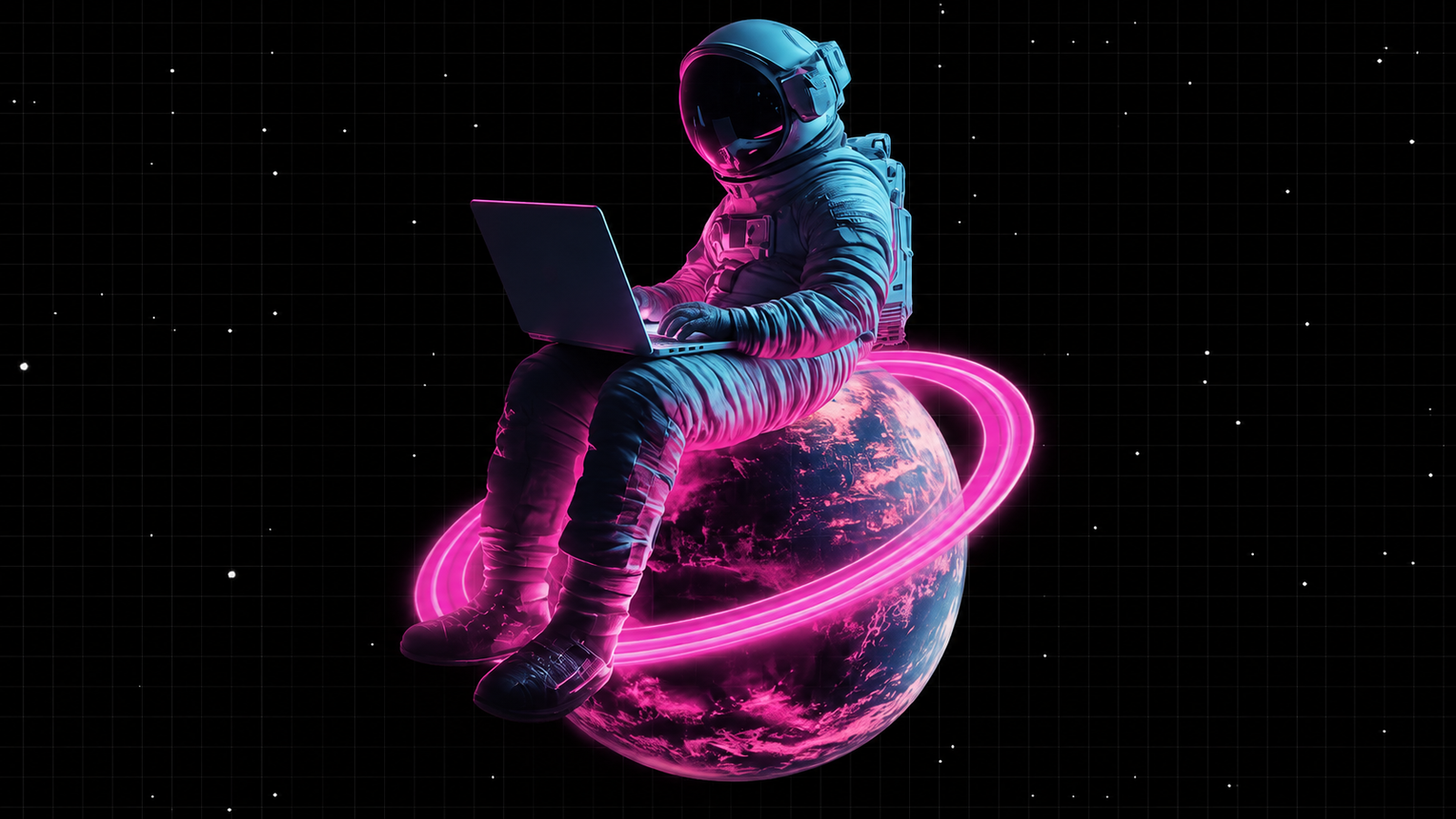 Astronaut Working on Laptop
